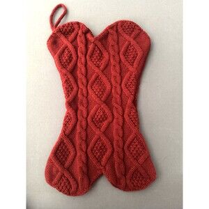 Dog Christmas Stocking, Knit Fireplace Stocking for Dogs, Bone Shape Stocking